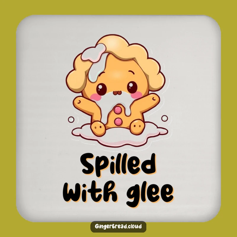 Funny Gingerbread Cloud Coaster: Surprised Spill, Protects Surfaces Gift