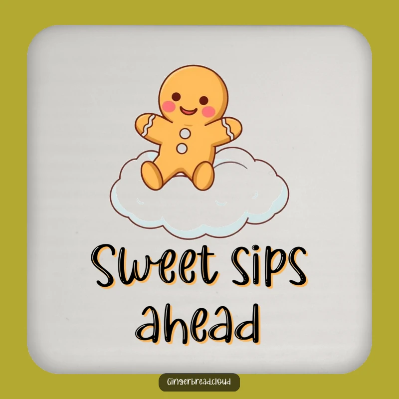 Funny Gingerbread Cloud Drink Coaster: Sweet Cookie Protection, Humorous Gift