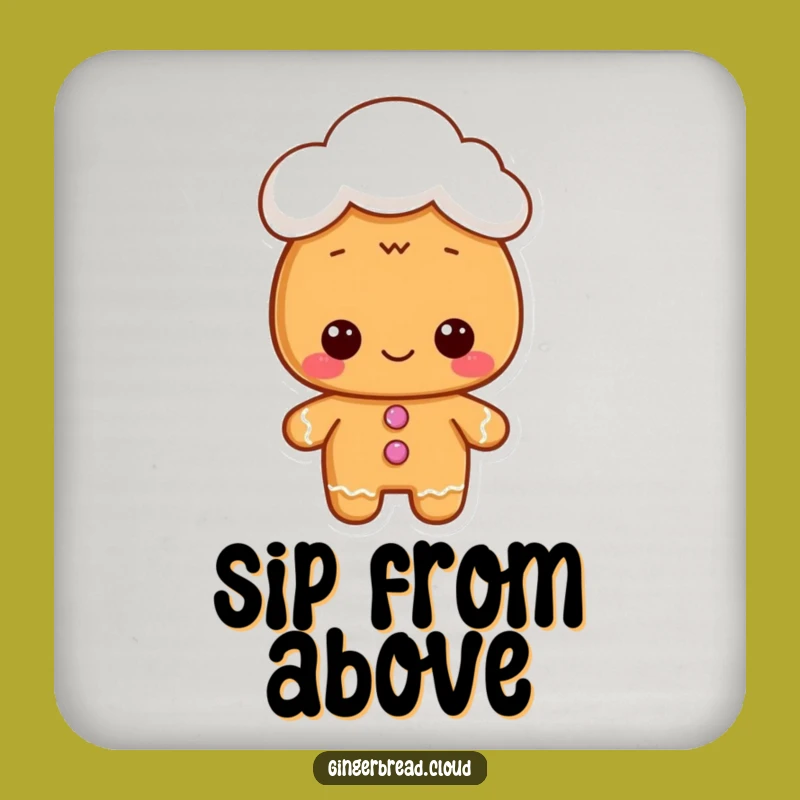 Funny Gingerbread Cloud Hat Coaster: Protect Surfaces with Whimsical Charm