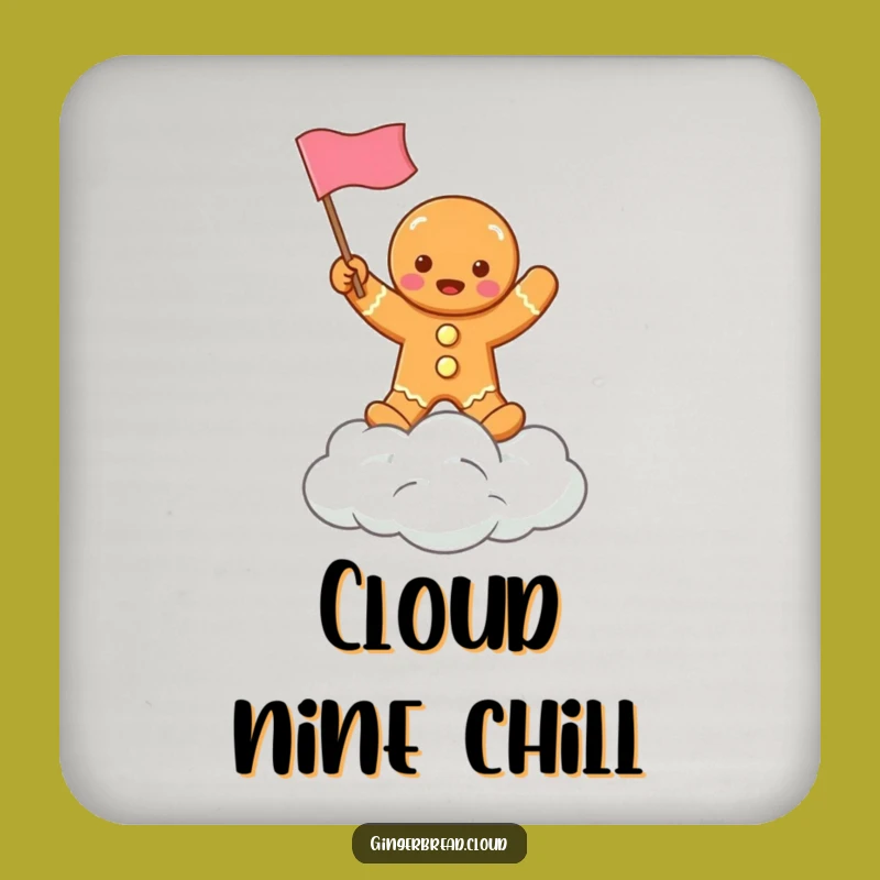 Funny Gingerbread Cloud Waving Flag Drink Coaster - Protect Surfaces in Style