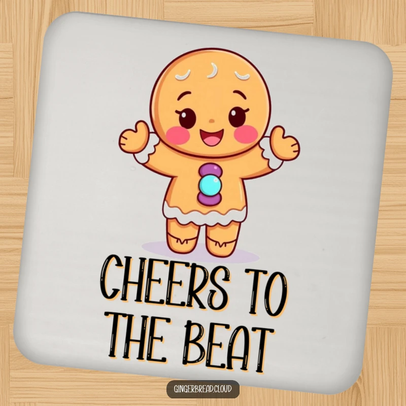 Funny coaster: A gingerbread dancer with candy buttons adds a cheerful, dancing vibe to protect surfaces.