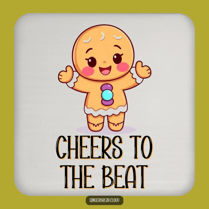 Funny Gingerbread Dancer Coaster: Candy Buttons, Protects Surfaces Gift