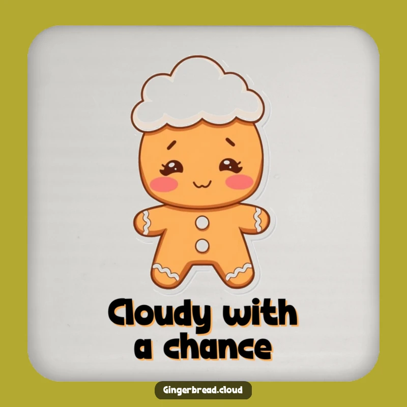 Funny Gingerbread Face Coaster: Cute Cloud Hat Cookie Protection - Fun Gift