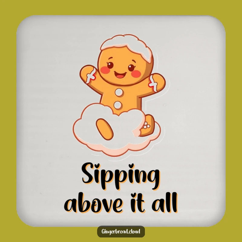 Funny Gingerbread Man Coaster: Cloud Jumper Protector, a Festive Funny Gift