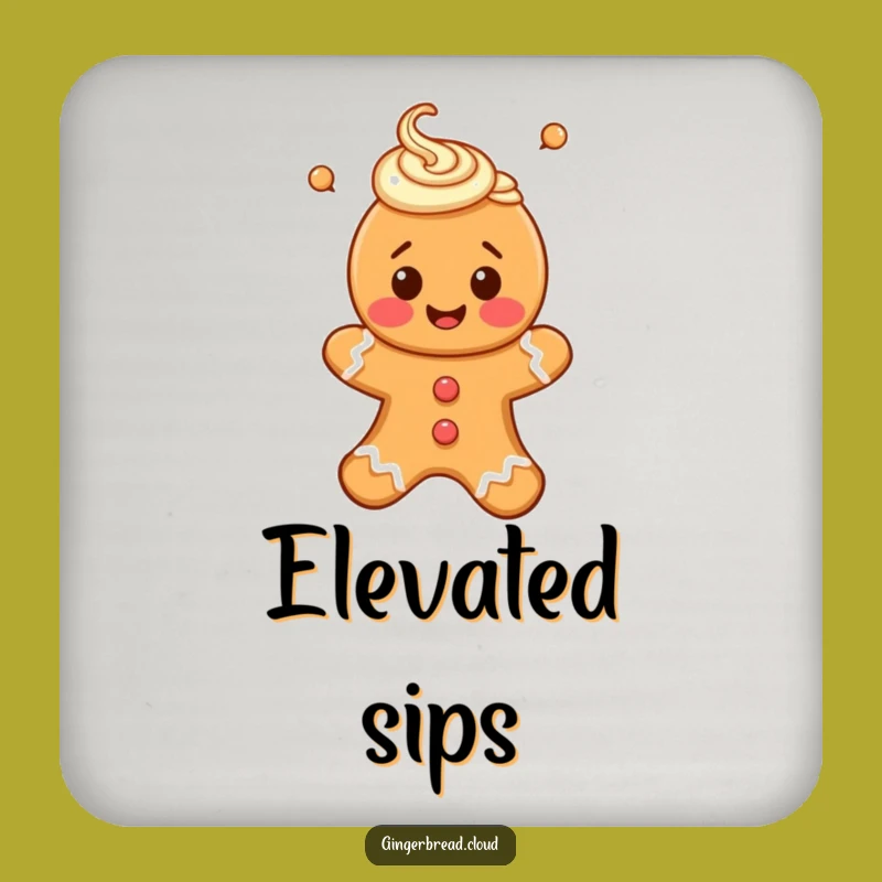 Funny Gingerbread Person Coaster - Floating Protection with Swirls