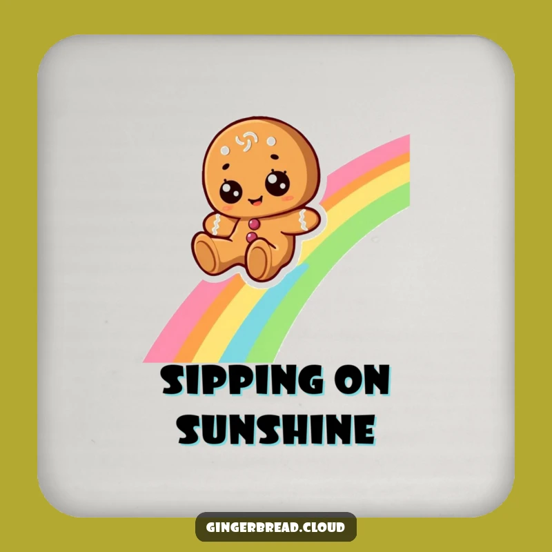 Funny Gingerbread Rainbow Coaster: Protect Your Surfaces with Cheerful Art, Ideal Gift