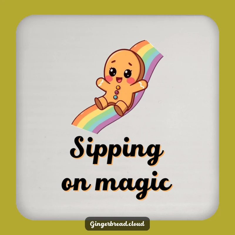 Funny Gingerbread Rainbow Coaster - Whimsical Table Protection Gift