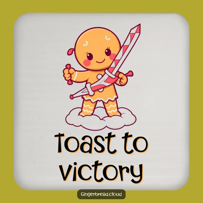 Funny Gingerbread Warrior Coaster: Defend Your Table, Practical Humorous Gift