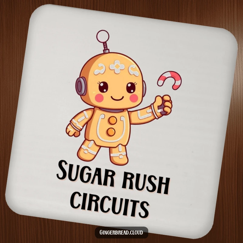 Funny table protector gingerbread robot coaster, practical and humorous drink accessory.