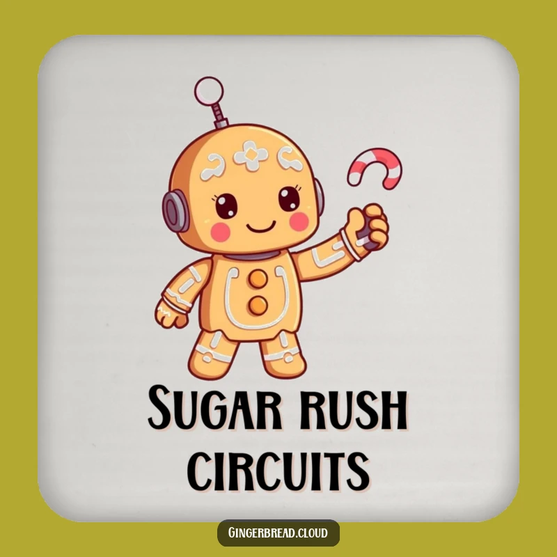 Funny Table Protector Gingerbread Robot Coaster - Protect Surfaces Gift