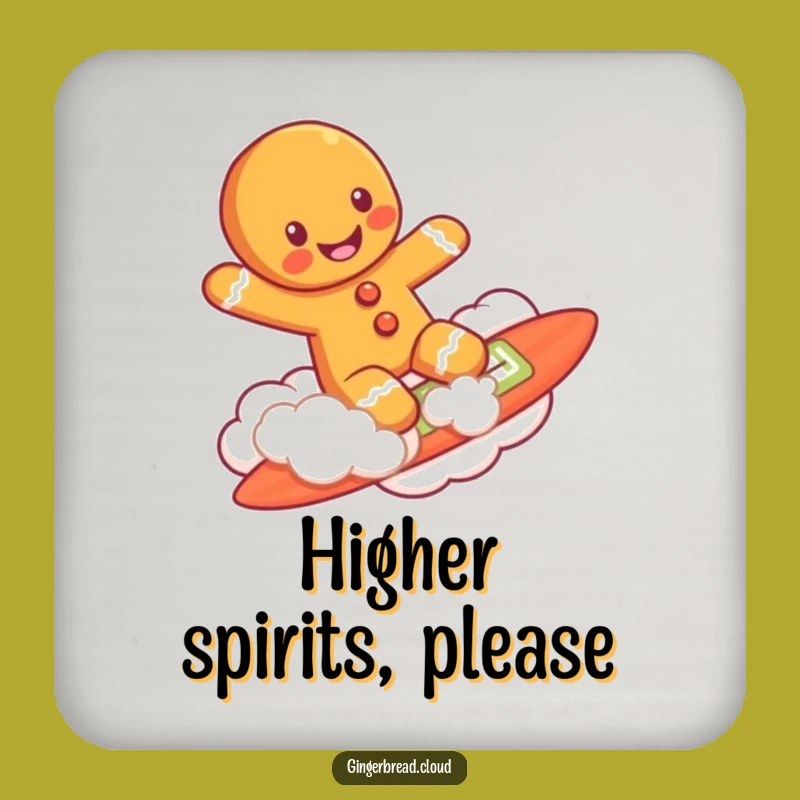 Funny Cloud Surfing Gingerbread Man Coasters - Protect Surfaces with Fun