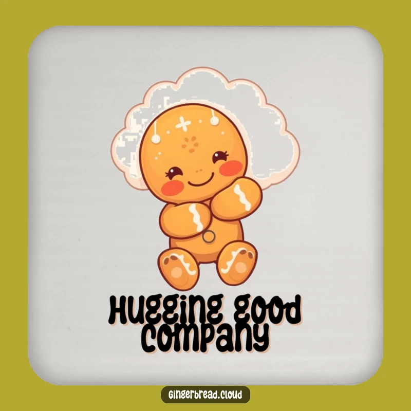 Funny Hugging Gingerbread Man Coaster Set - Protect Surfaces with Love