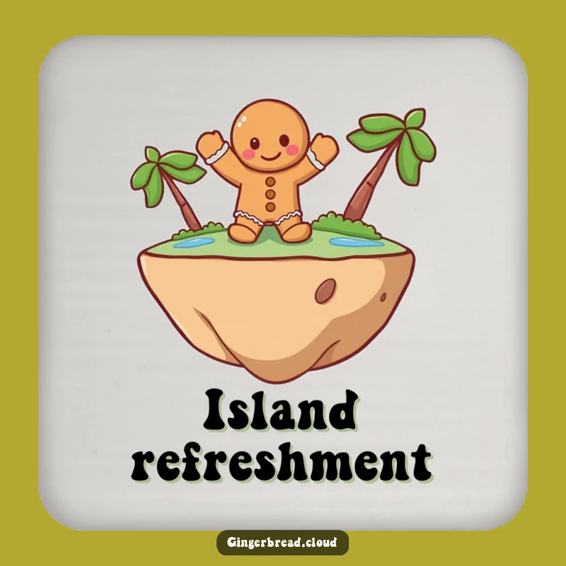 Funny Gingerbread Island Coaster: Protect Surfaces with Whimsical Character Art Gift