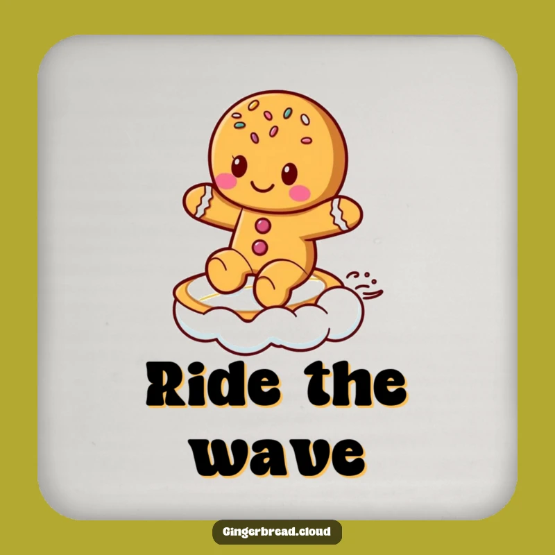 Funny Gingerbread Coaster: Cloud Surfer Protection - Quirky Funny Drink Gift!