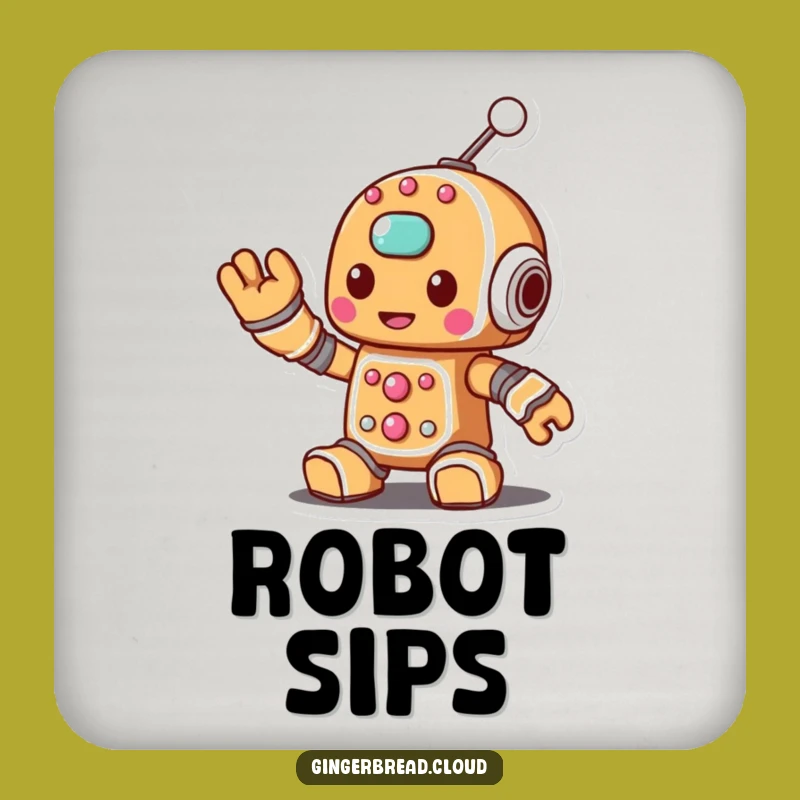 Funny Gingerbread Robot Coaster - Protect Surfaces with a Tech Wave
