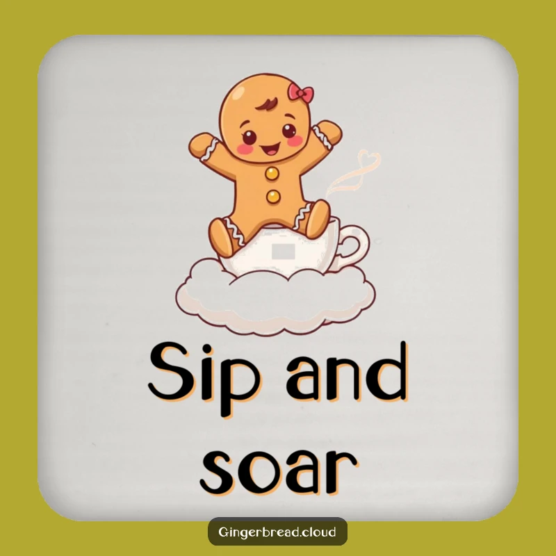 Funny Gingerbread Coffee Cloud Coaster: Protect Surfaces with Holiday Cheer