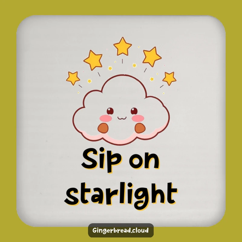 Funny Gingerbread Cloud Star Drink Coasters: Protect Surfaces with Celestial Cheer