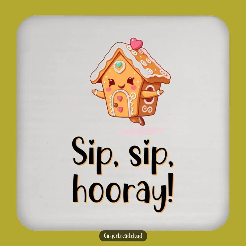 Funny Gingerbread House Coaster - Icing Swirls Merry Drink Protector Gift