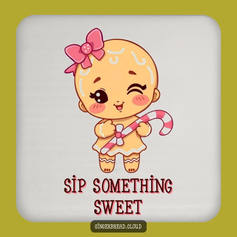 Funny Gingerbread Girl Wink Coaster Set: Protect Surfaces with Festive, Playful Holiday Charm
