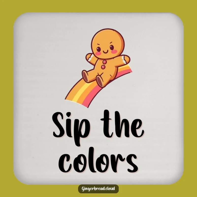 Funny Gingerbread Rainbow Coaster - Protect Surfaces with Magical Charm