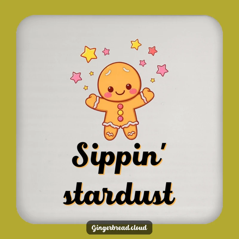 Funny Gingerbread Cloud Coaster: Juggling Stars, Protects Surfaces Gift