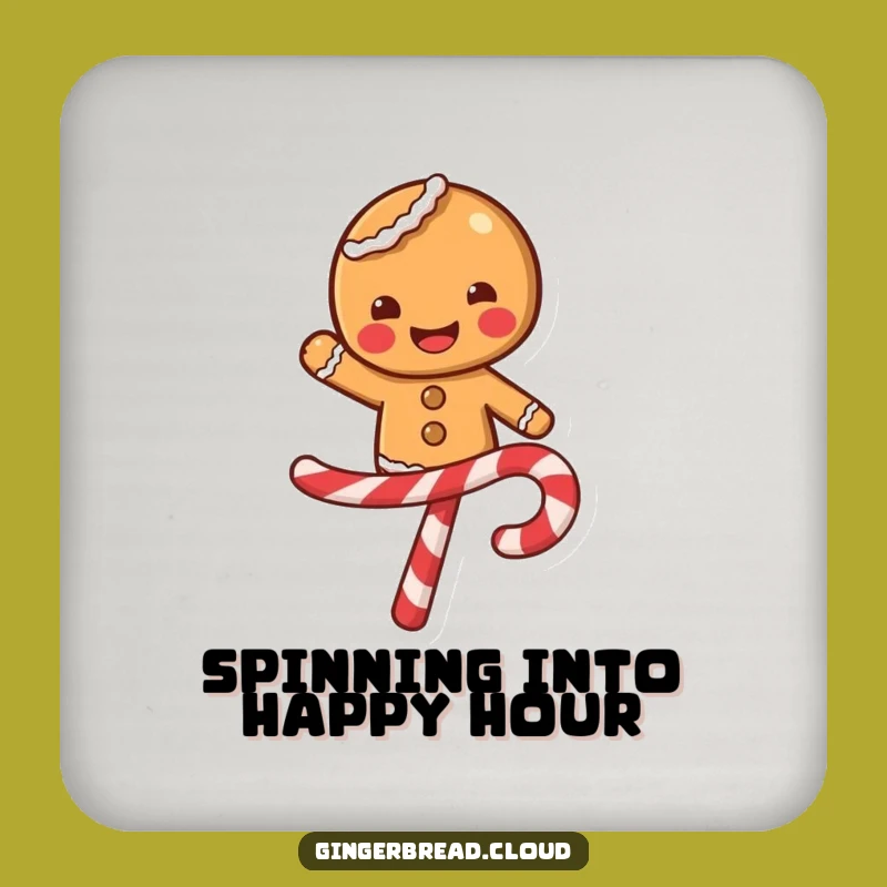 Funny Gingerbread Candy Cane Coaster Set - Protect Surfaces with Festive Fun Gift