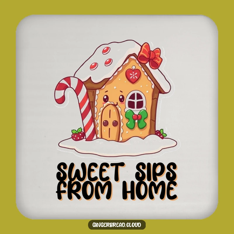 Funny Gingerbread House Coaster: Peeking Protection with Candy Cane Whimsy Gift