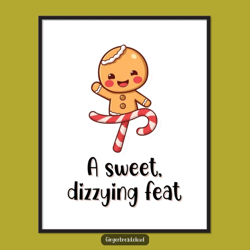 Funny Gingerbread Candy Cane Poster - Festive Wall Art for Holiday Cheer Gift
