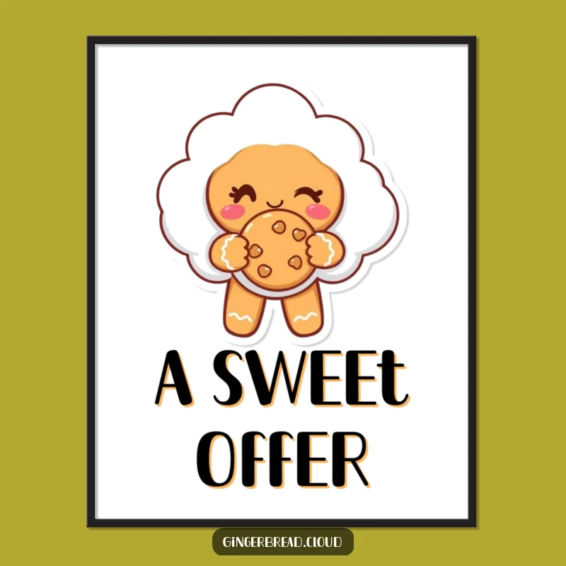 Funny Gingerbread Cloud Poster - Wink & Cookie Art for Friendly Spaces