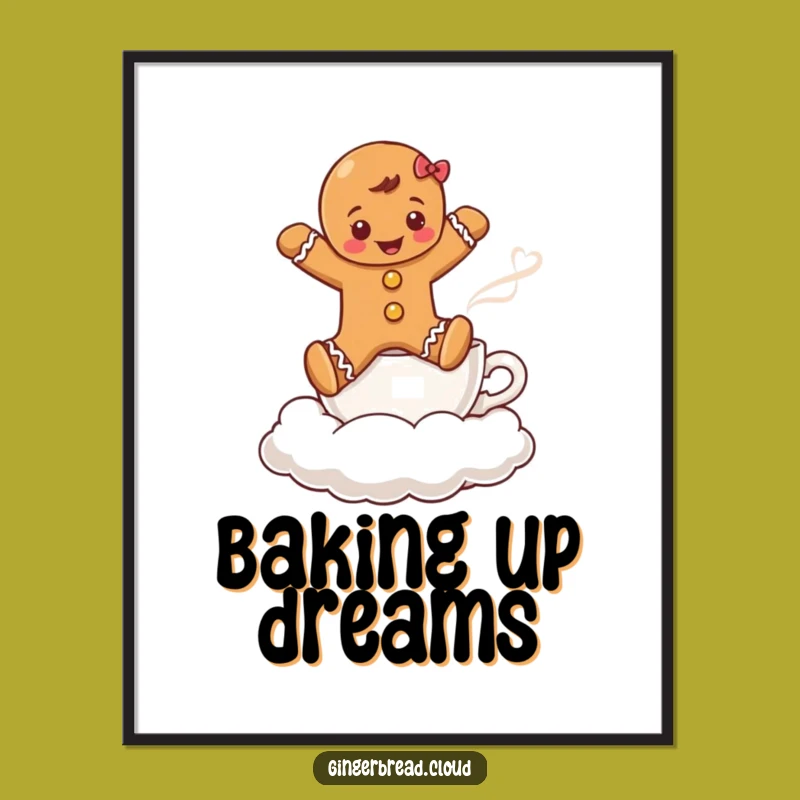 Funny Gingerbread Coffee Cloud Poster: Whimsical Holiday Art for Your Walls