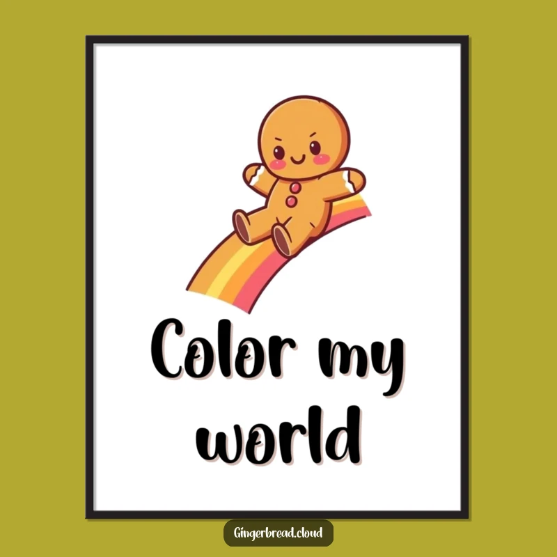 Funny Gingerbread Rainbow Poster - Whimsical Cartoon Wall Art, Magical Decor