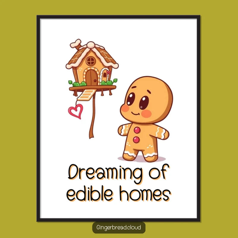 Big Eyes Gingerbread Poster: Floating House Wonder Art - Unique Gift