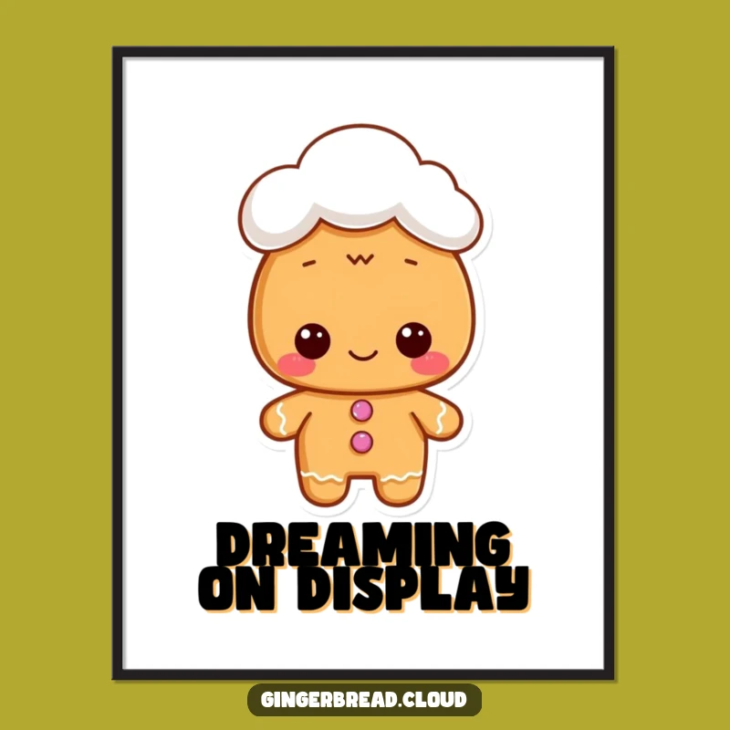 Funny Gingerbread Cloud Hat Poster: Whimsical Character Art for Your Walls