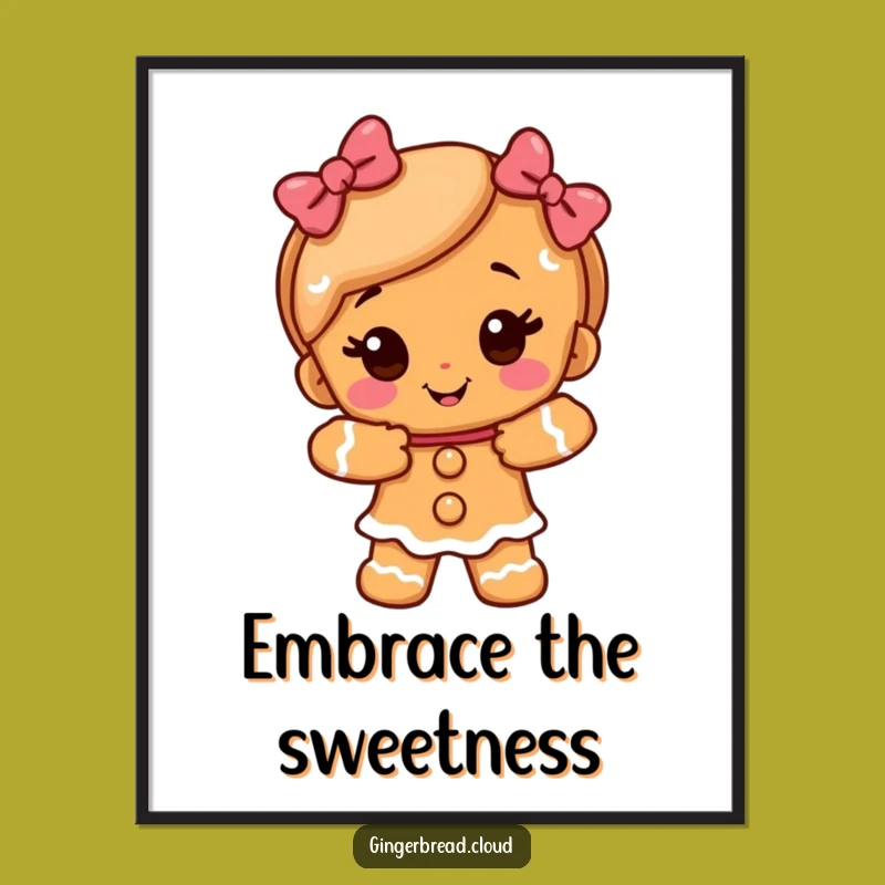 Funny Gingerbread Girl Hug Poster - Sweet Wall Art for Cozy Spaces