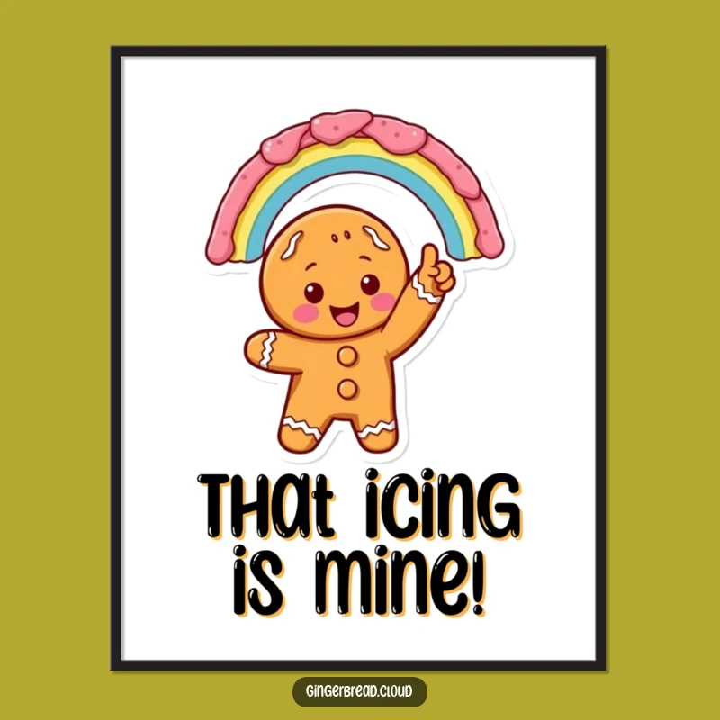 Excited Gingerbread Rainbow Poster: Icing Art Cookie Decor - Unique Gift