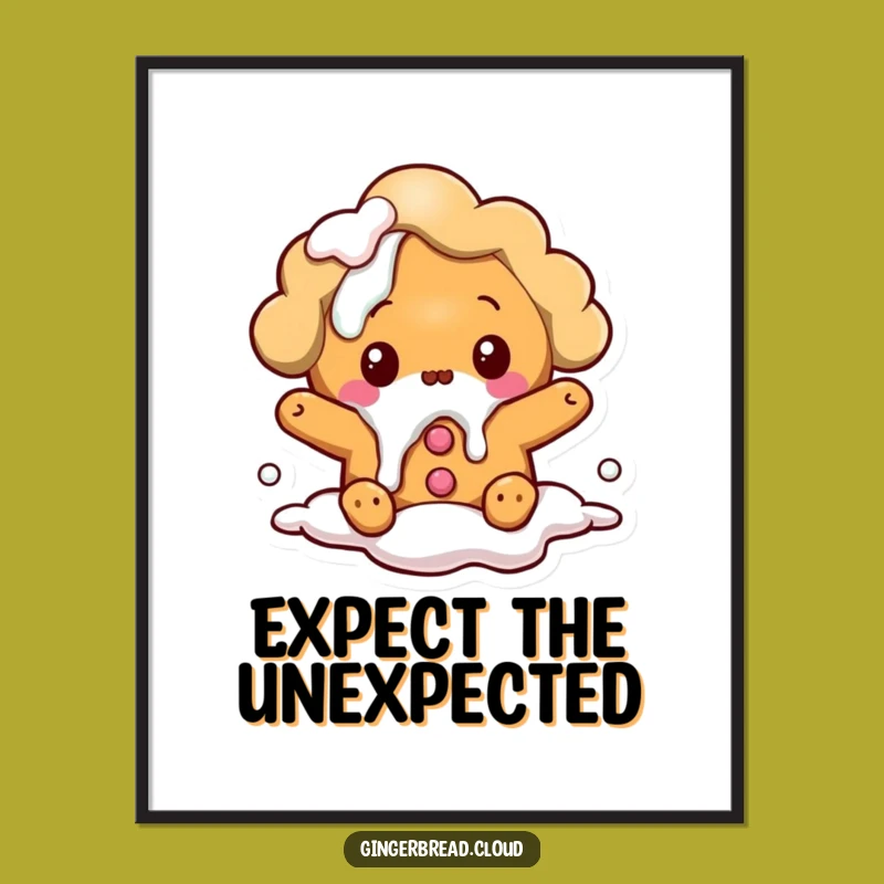 Funny Gingerbread Cloud Poster: Surprised Spill, Whimsical Wall Art Gift