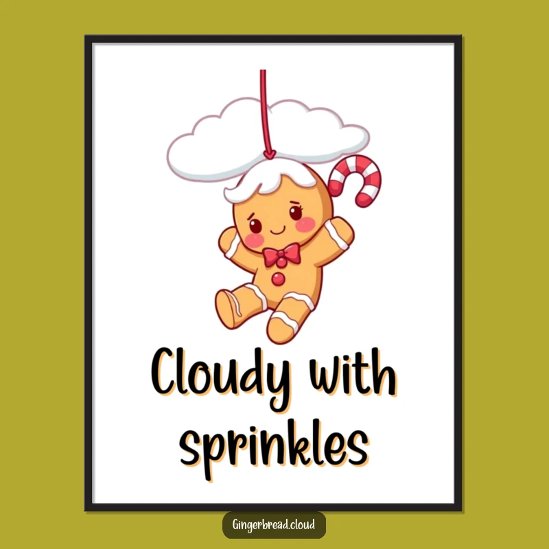 Funny Candy Cane Gingerbread Poster - Sweet Holiday Wall Art