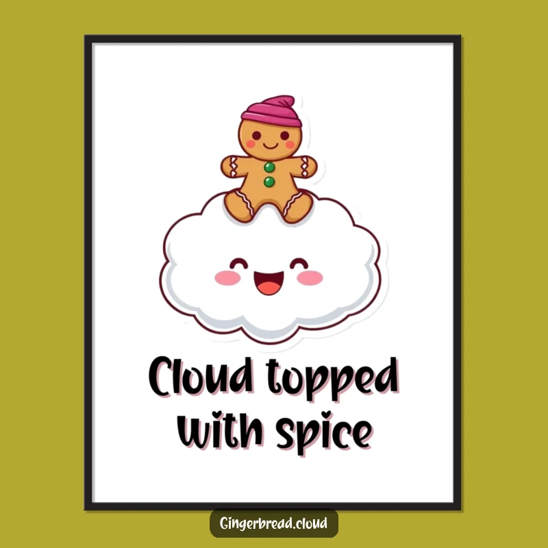Funny Cloud & Gingerbread Poster: Joyful Sky Scene, Hilarious Wall Art