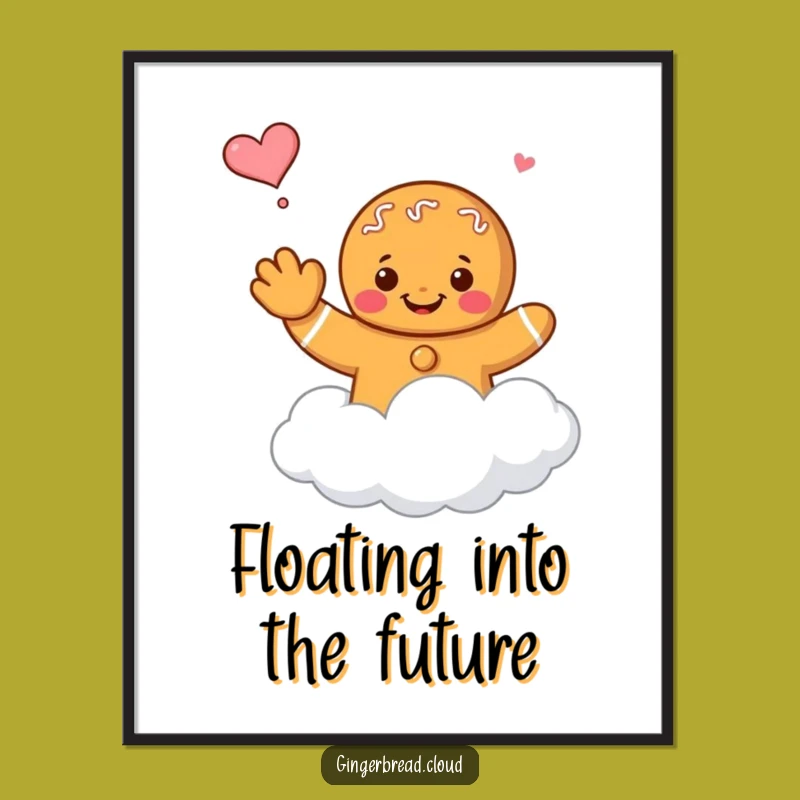 Funny Floating Gingerbread Cloud Poster - Farewell Wall Art!