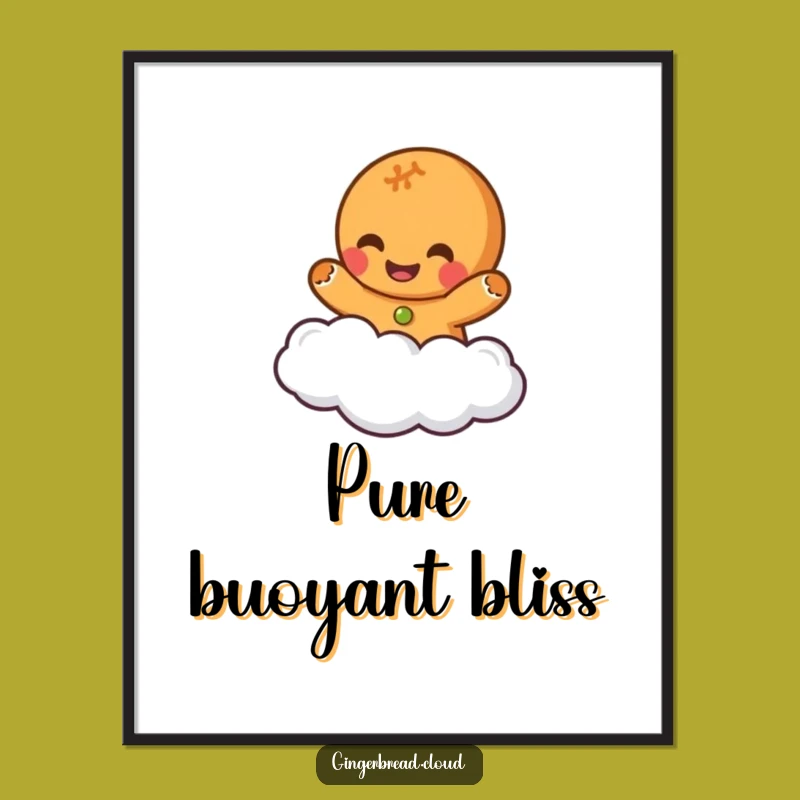 Funny Giggling Gingerbread Cloud Poster - Joyful Wall Art for Happy Spaces