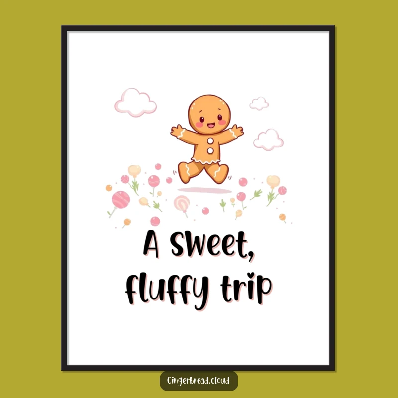 Funny Gingerbread Candy Cloud Poster - Whimsical Wall Art for Playful Spaces Gift