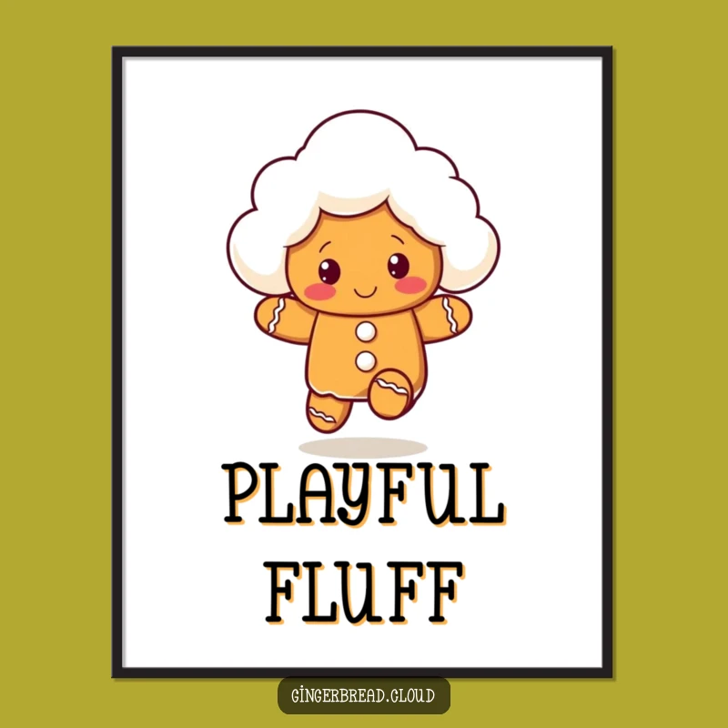 Funny Gingerbread Cloud Poster - Dynamic Bounce Art for Playful Spaces