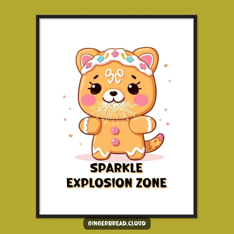 Funny Gingerbread Glitter Sneeze Poster - Whimsical Holiday Wall Art Gift