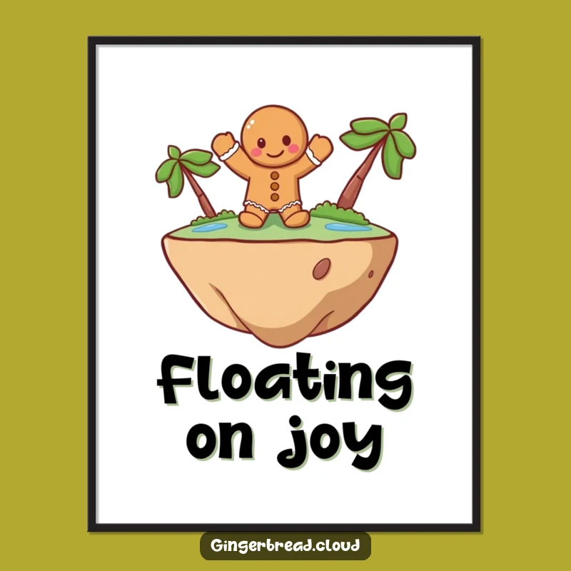 Funny Gingerbread Island Art Poster: Cheerful Character Illustration for Decor Gift