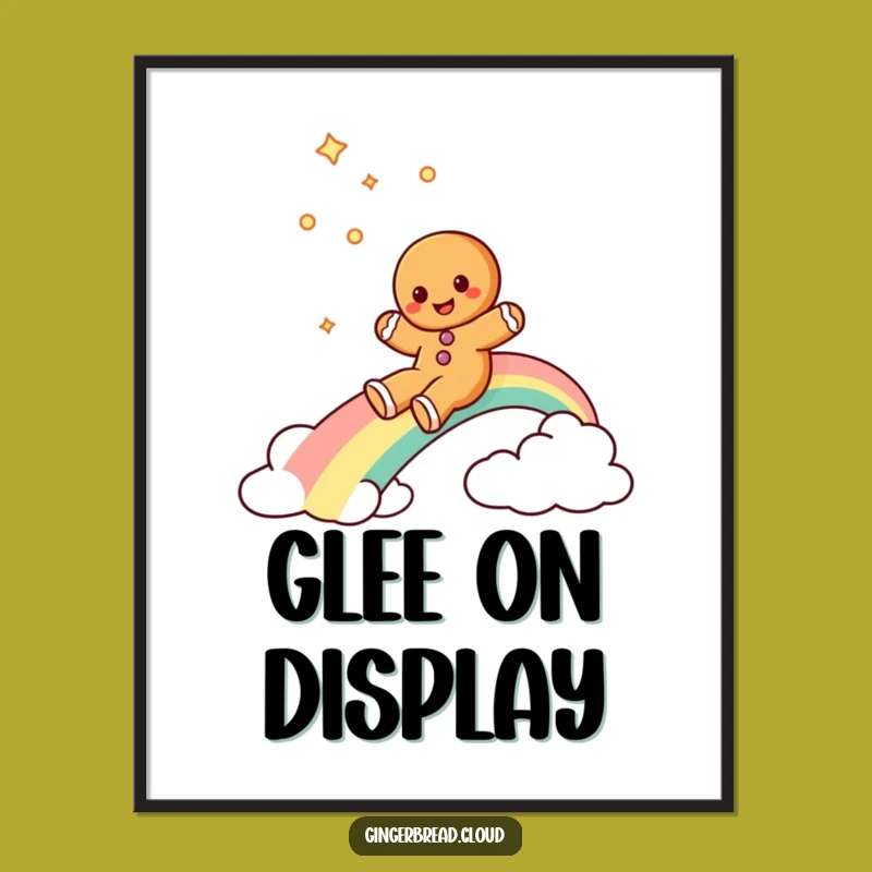 Funny Gingerbread Rainbow Poster: Joyful Slide Art Print, Humorous Wall Decor