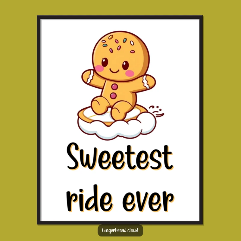 Funny Gingerbread Surf Poster: Cloud Surfer Art - Cool Wall Decor Funny Gift!