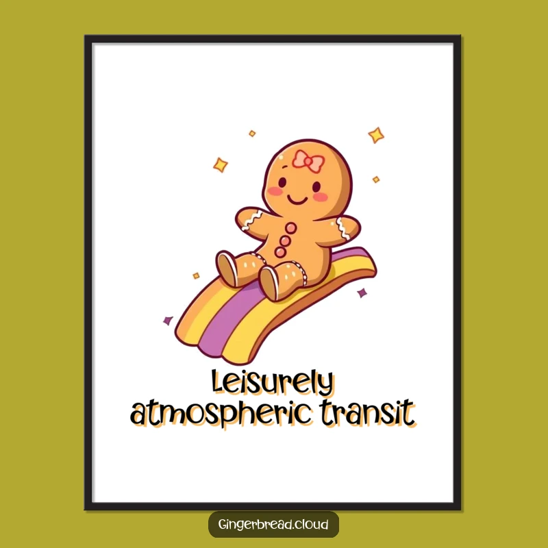 Funny Rainbow Sliding Gingerbread Poster - Magical Wall Art