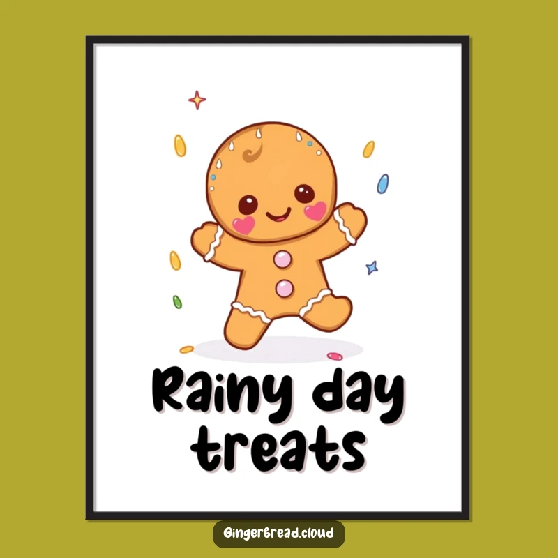 Funny Sprinkle Rain Gingerbread Poster - Sweet Wall Art for Festive Homes