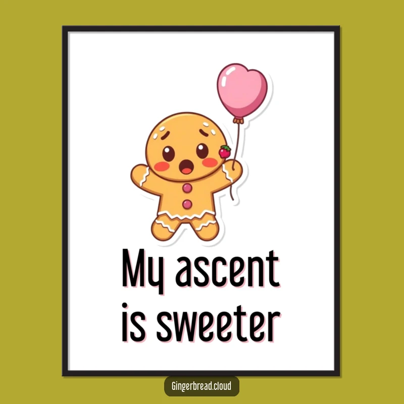 Funny Surprised Gingerbread Balloon Poster - Whimsical Wall Art Gift Idea
