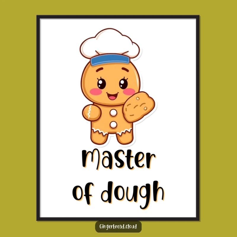 Funny Gingerbread Chef Cookie Poster - Whimsical Wall Art for Kitchens
